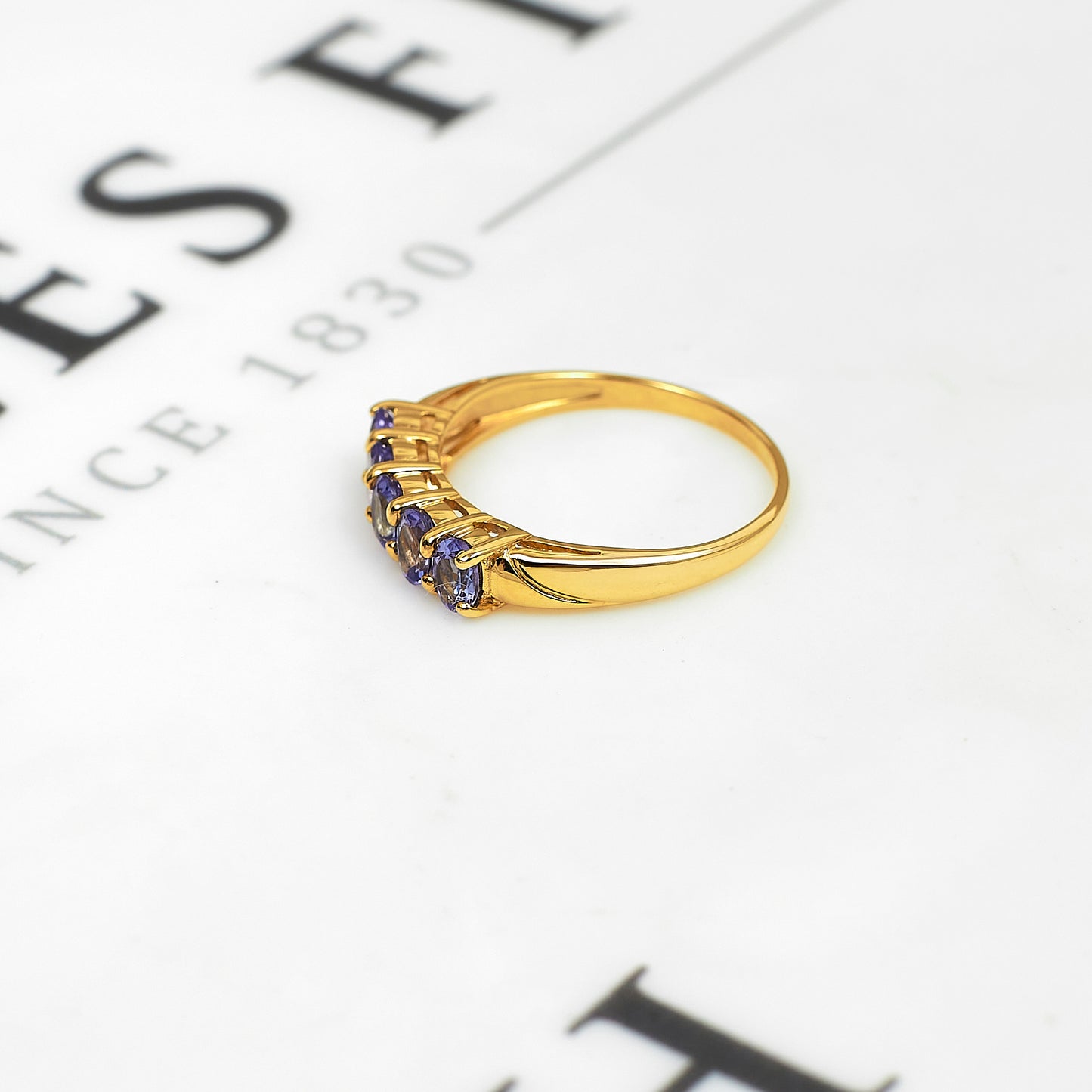 Pre-Owned 9ct Gold 5 Tanzanite Dress Ring Size M