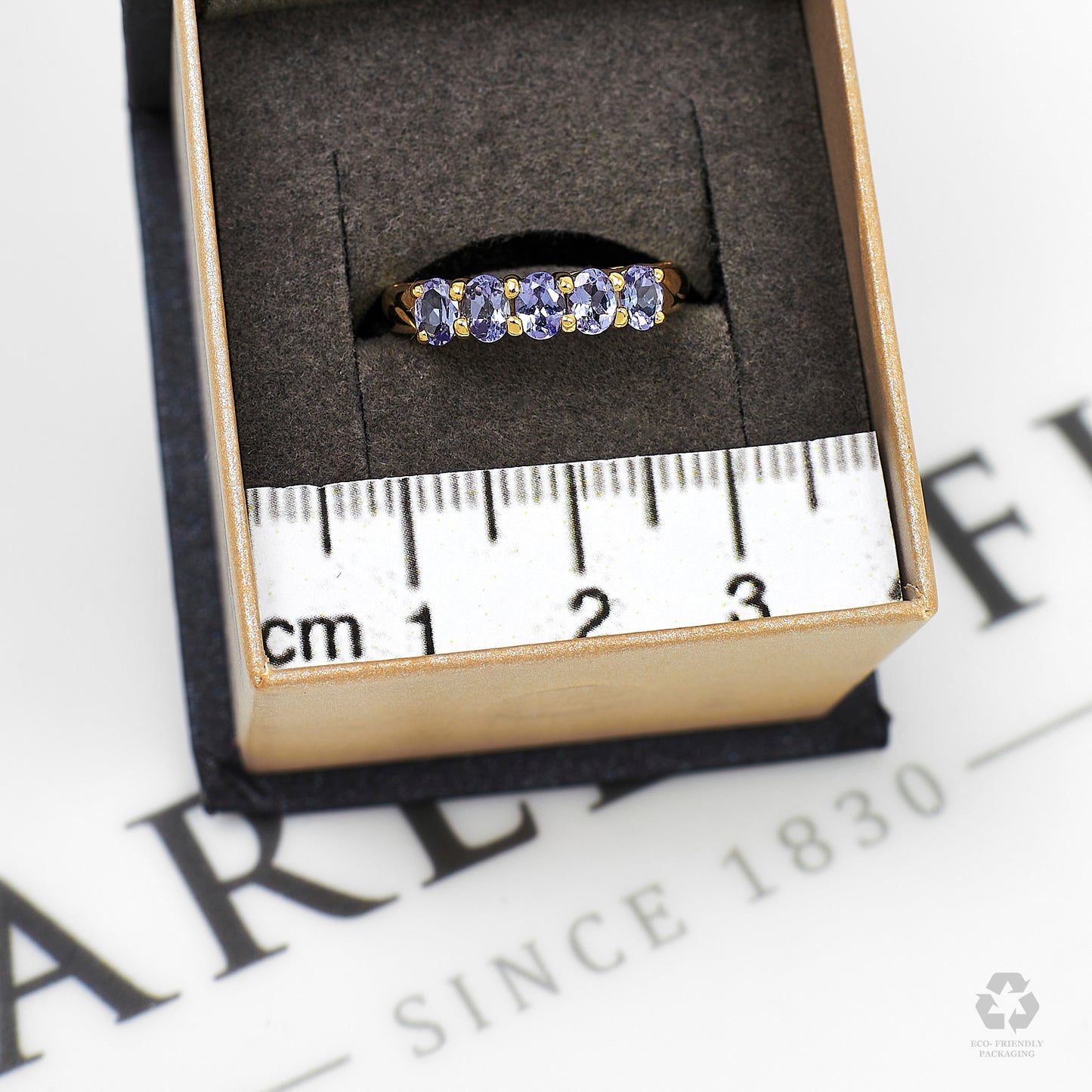 Pre-Owned 9ct Gold 5 Tanzanite Dress Ring Size M