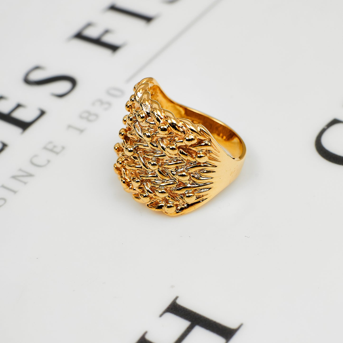 Pre-Owned 9ct Gold Mens 5 Row Shot Ring Size S