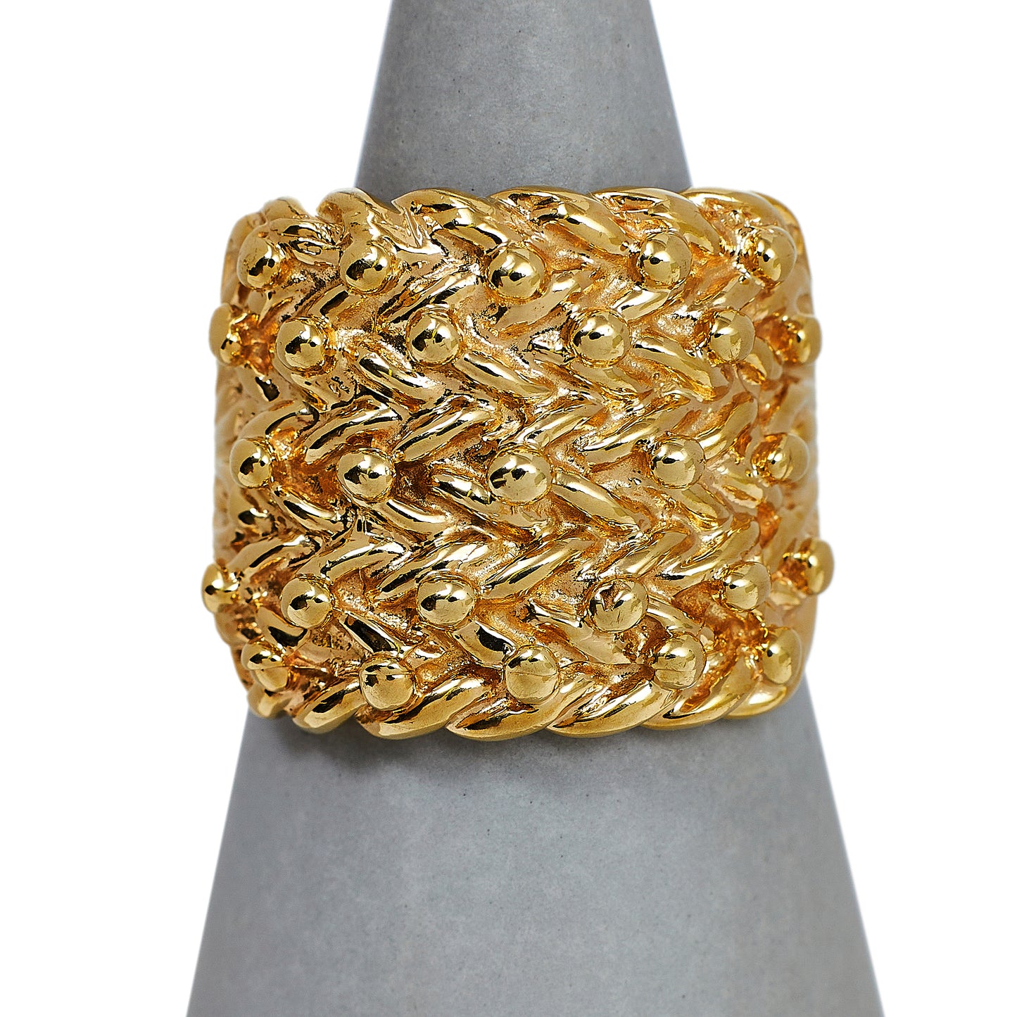 Pre-Owned 9ct Gold Mens 5 Row Shot Ring Size S