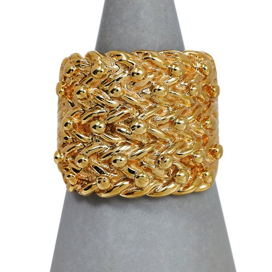 Pre-Owned 9ct Gold Mens 5 Row Shot Ring Size S
