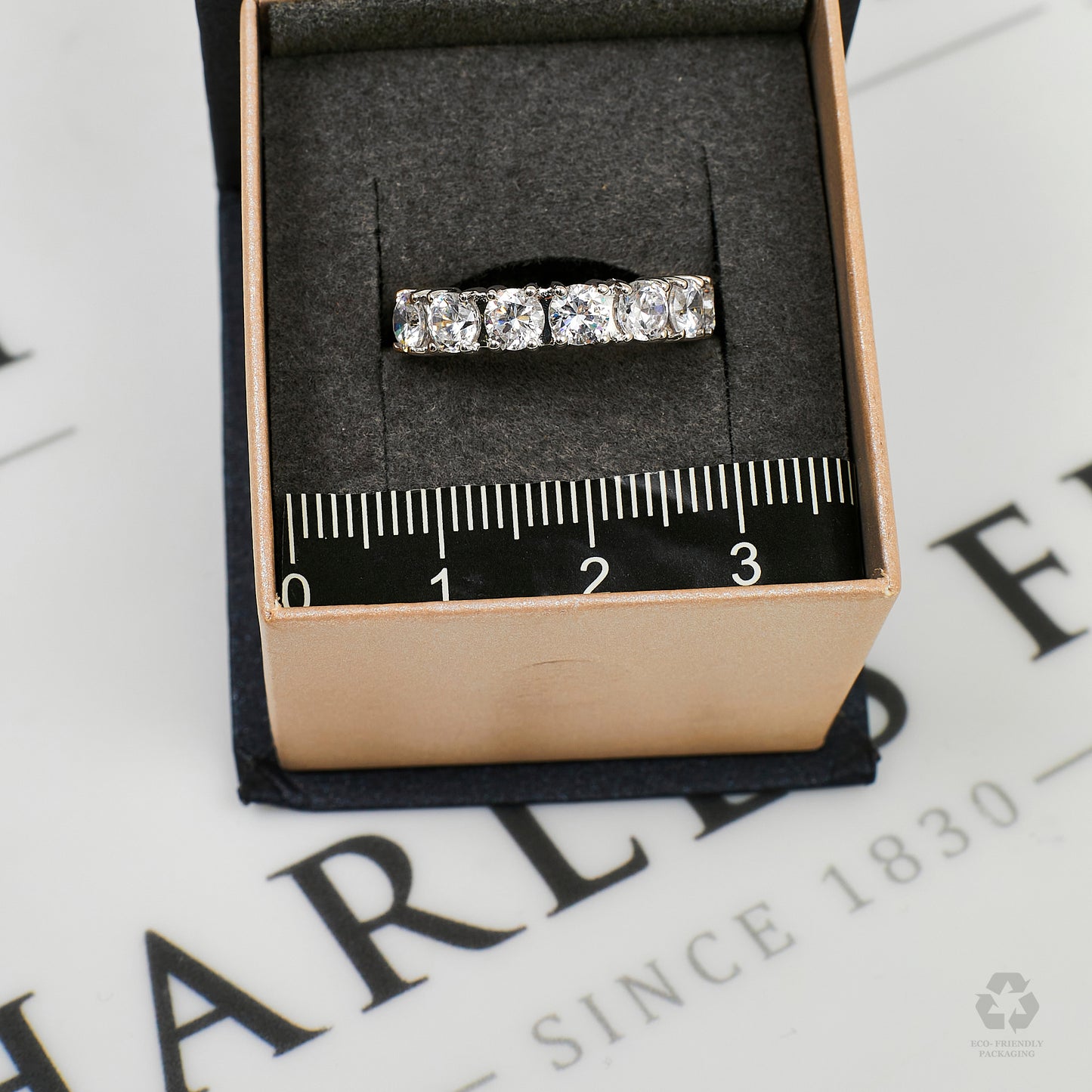 Pre-Owned 9ct Gold 7 CZ Dress Ring Size L.5