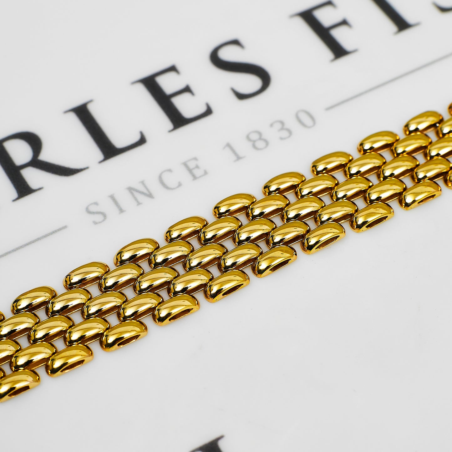 Pre-Owned 9ct Gold 5 Row Brick Design Bracelet