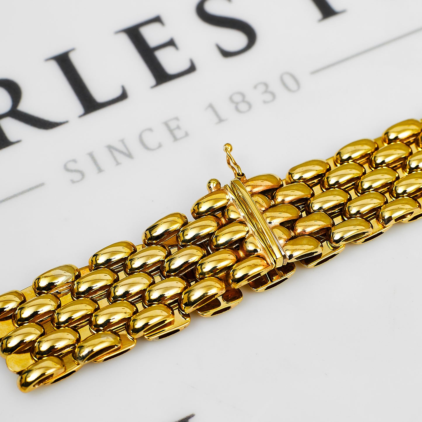 Pre-Owned 9ct Gold 5 Row Brick Design Bracelet