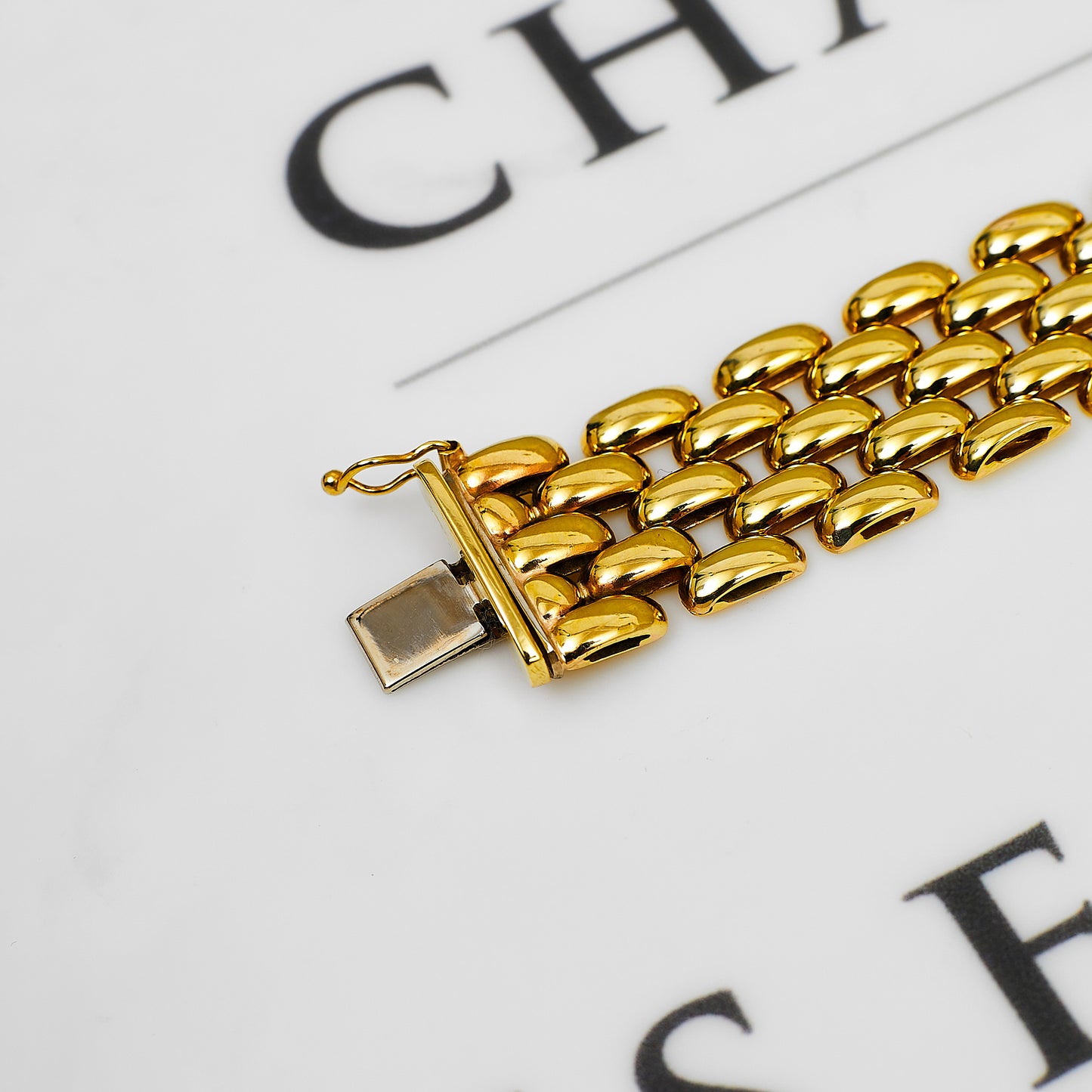 Pre-Owned 9ct Gold 5 Row Brick Design Bracelet