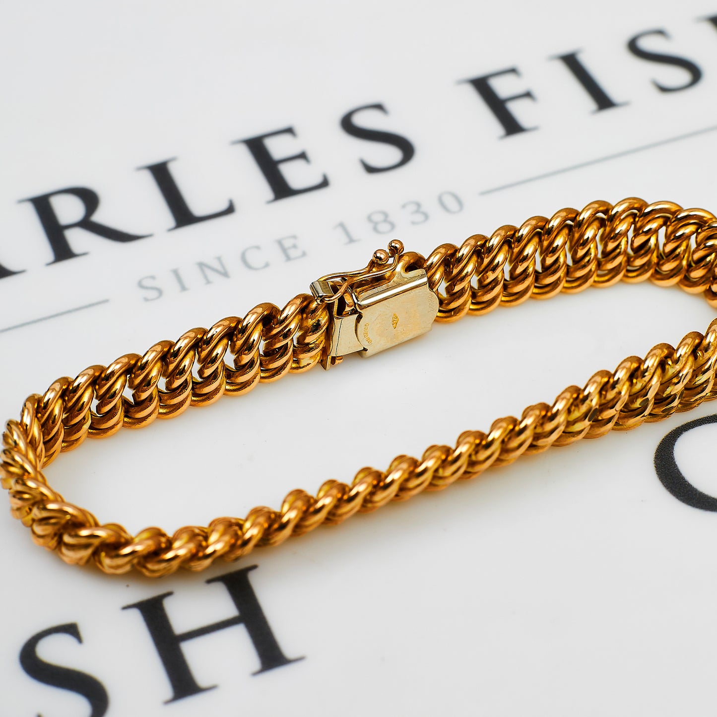 Pre-Owned 9ct Gold Double Curb Chain Bracelet 7.5 Inch