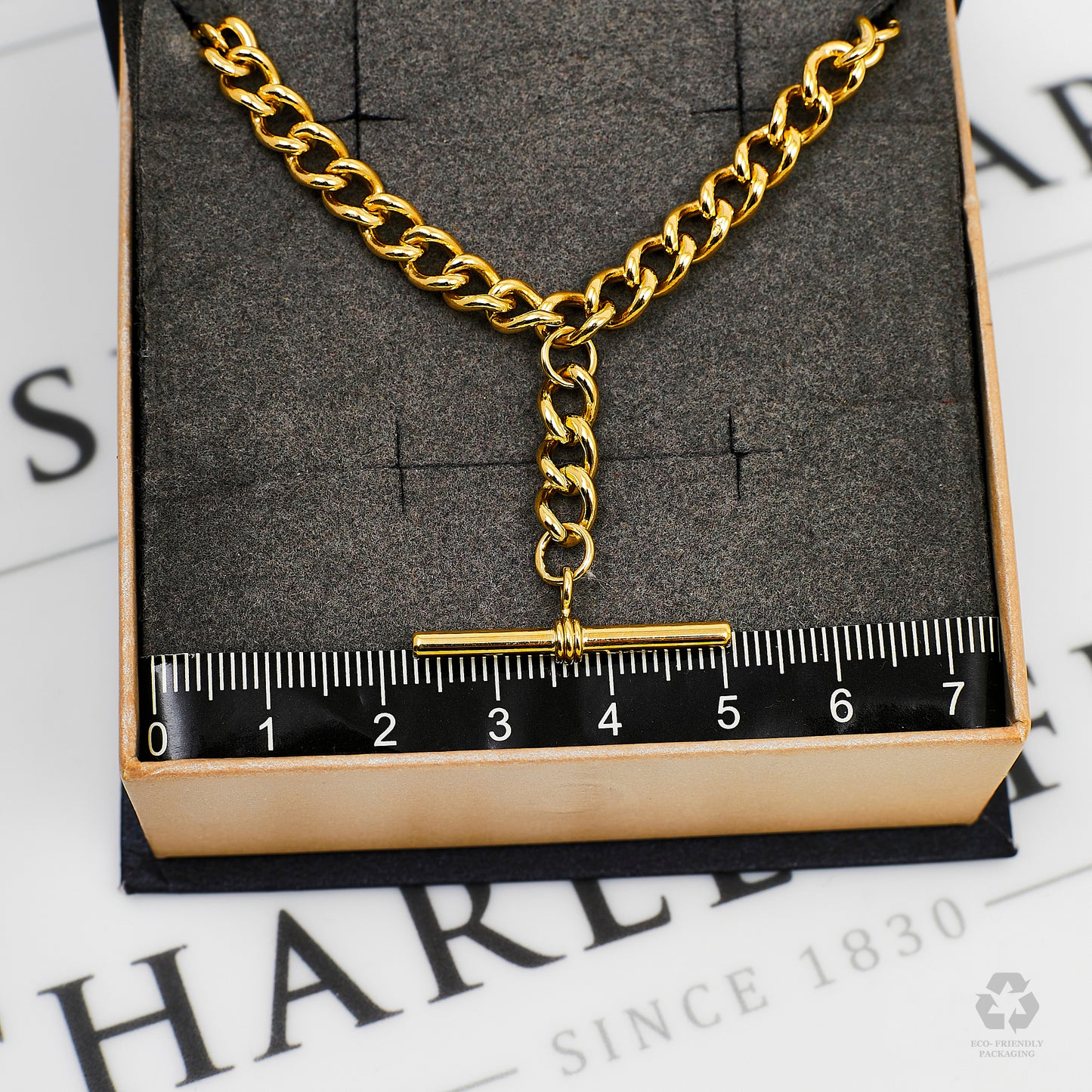 Pre-Owned 9ct Gold Curb Chain Bracelet & T Bar 9 Inch