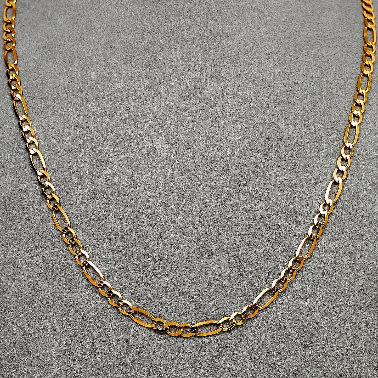 Pre-Owned 9ct Gold 3+1 Figaro Chain Necklace 18 Inch