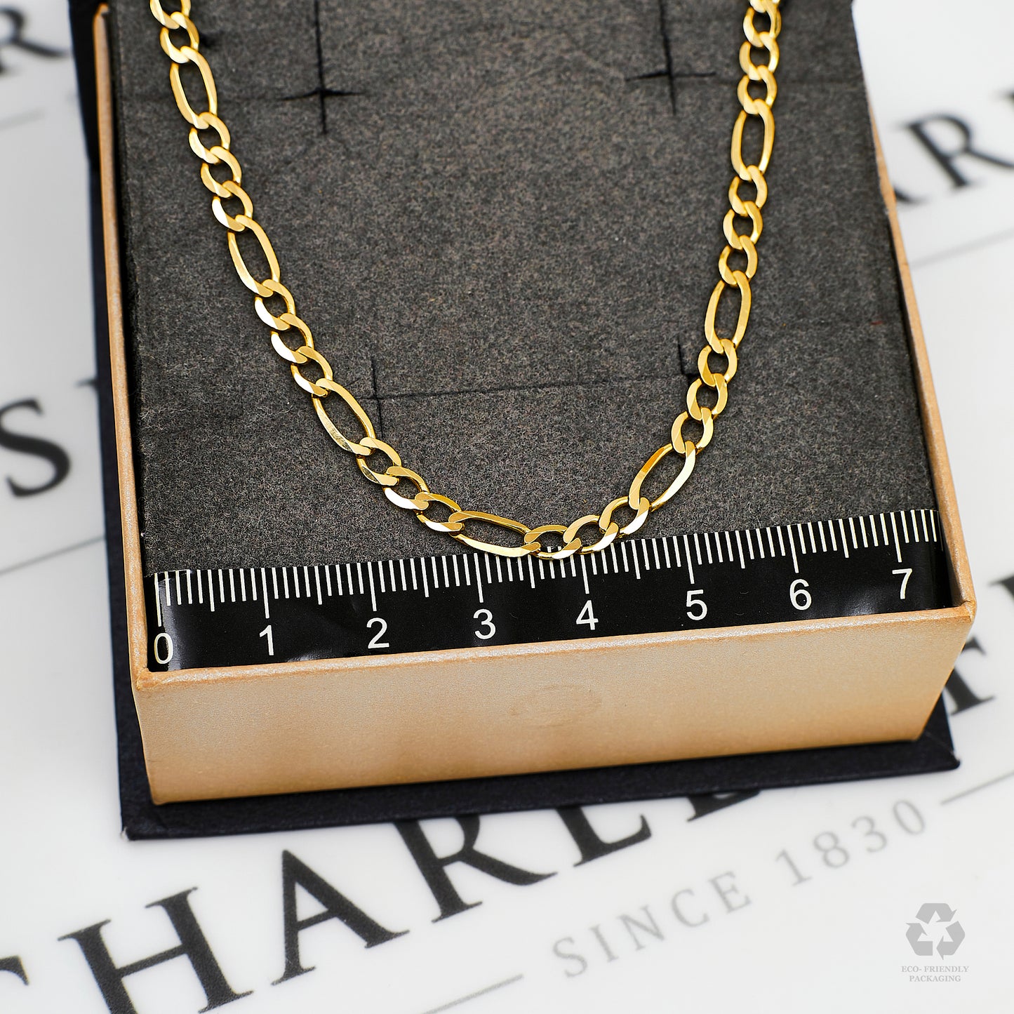 Pre-Owned 9ct Gold 3+1 Figaro Chain Necklace 18 Inch