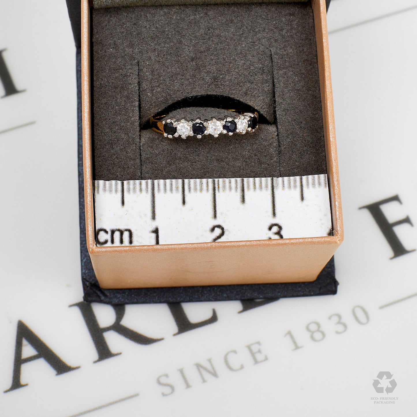 Pre-Owned 9ct Gold Sapphire & CZ Dress Ring Size L