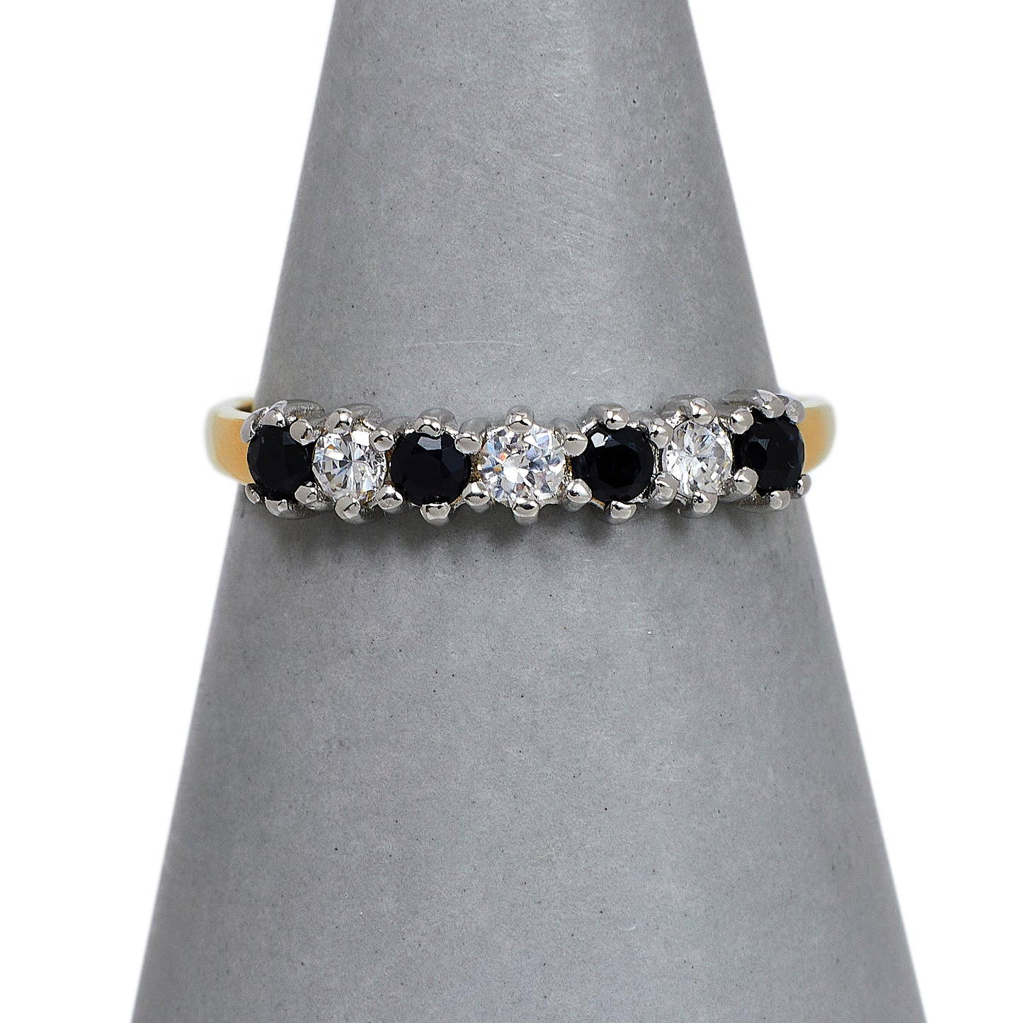 Pre-Owned 9ct Gold Sapphire & CZ Dress Ring Size L