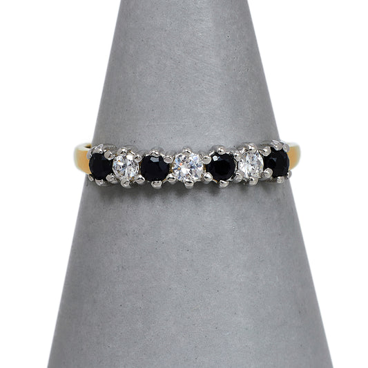 Pre-Owned 9ct Gold Sapphire & CZ Dress Ring Size L