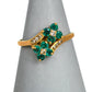 Pre-Owned 9ct Gold Diamond & Emerald Cluster Crossover Ring