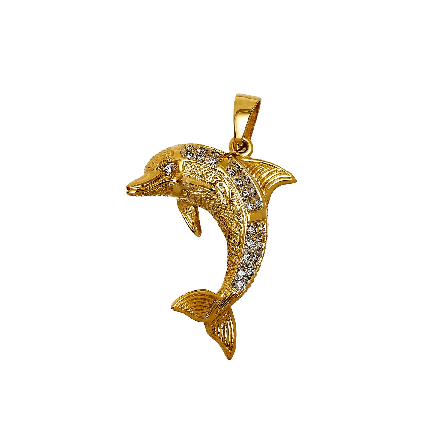 Pre-Owned 9ct Gold CZ Dolphin Pendant