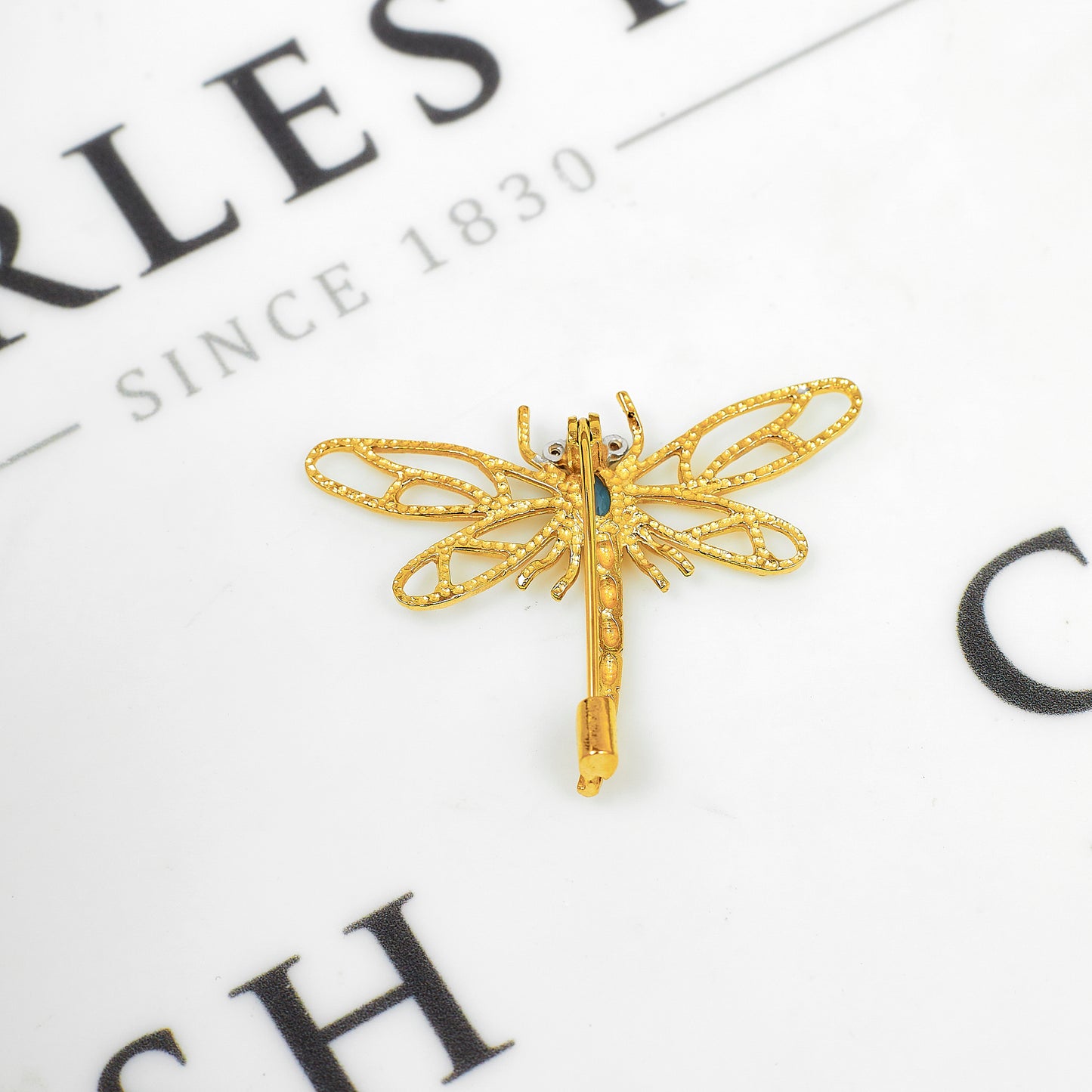 Pre-Owned 9ct Gold Diamond & Topaz Dragonfly Brooch
