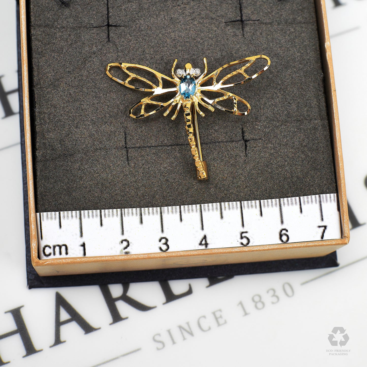 Pre-Owned 9ct Gold Diamond & Topaz Dragonfly Brooch