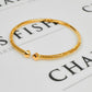 Pre-Owned 14ct Gold Open Ended Pattern & Polish Bangle