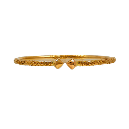 Pre-Owned 14ct Gold Open Ended Pattern & Polish Bangle