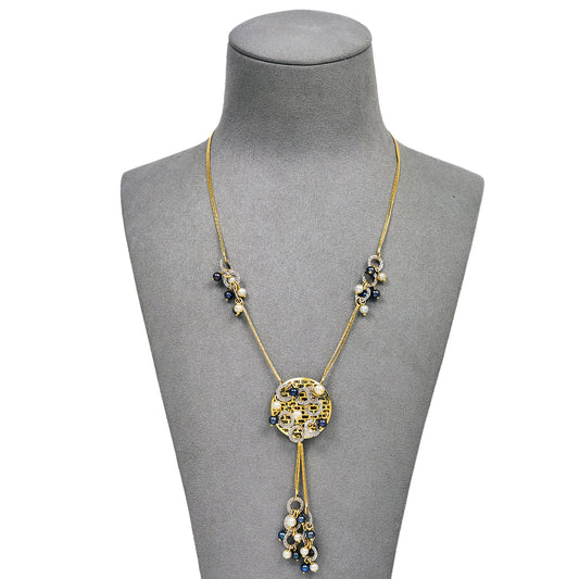 Pre-Owned 14ct Gold Black & White Cultured Pearl Necklace