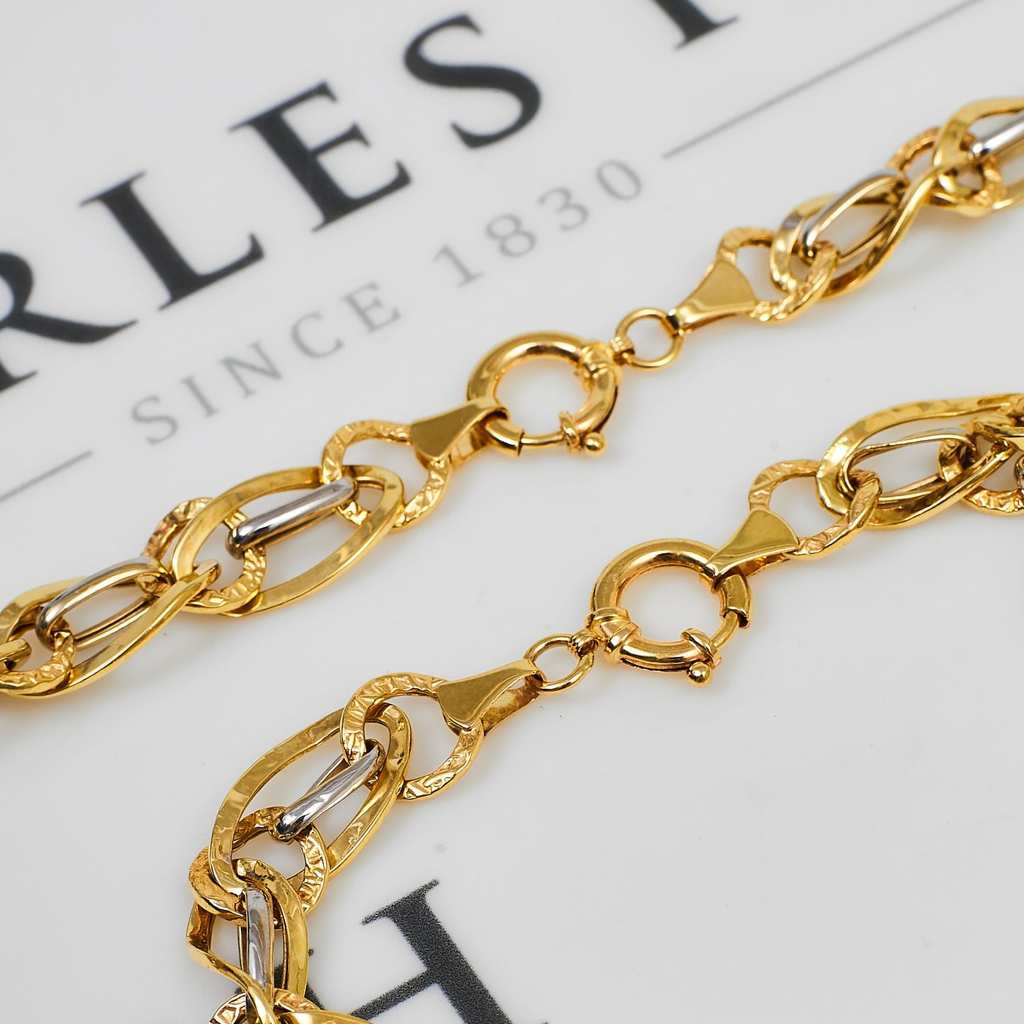 Pre-Owned 14ct Gold 2 Tone Necklace & Bracelet SET