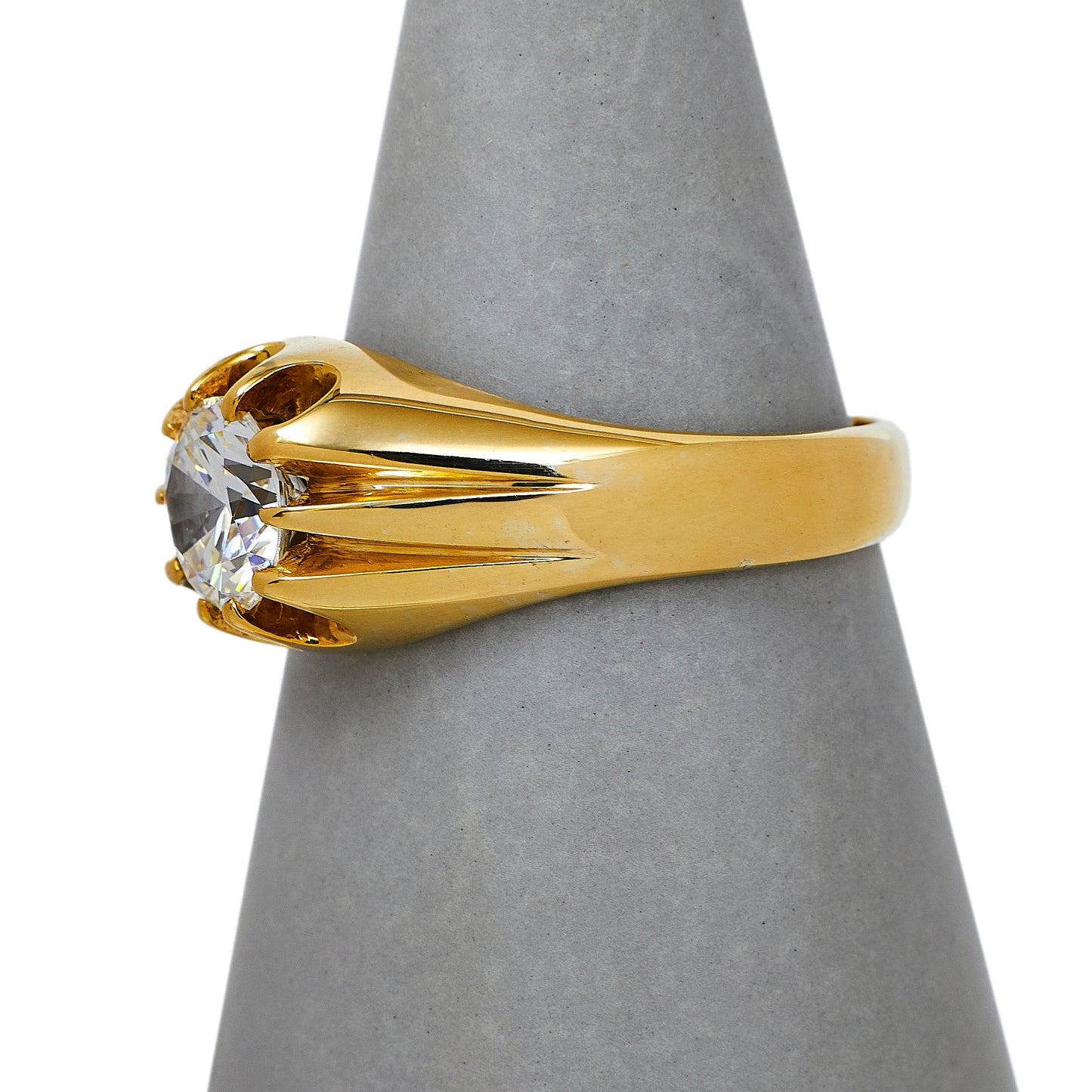 Pre-Owned 9ct Gold Mens CZ Gypsy Ring Size W