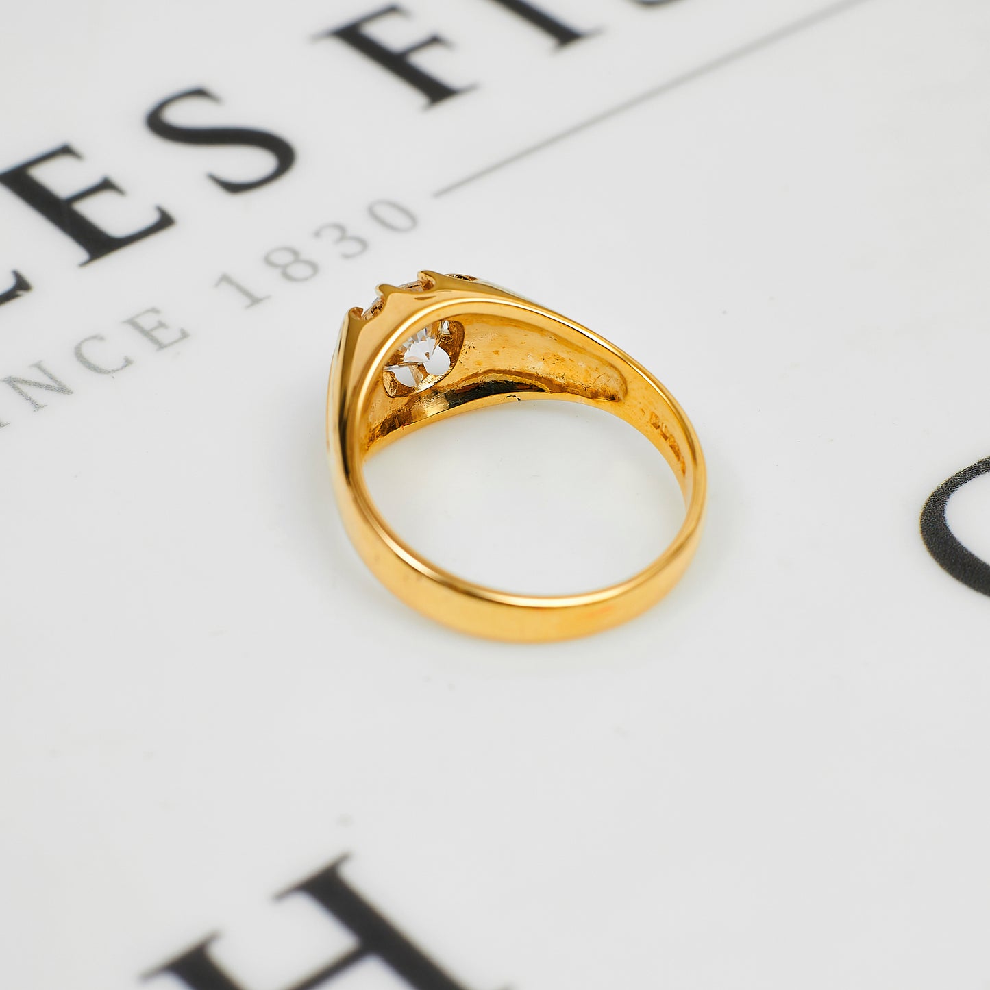 Pre-Owned 9ct Gold Mens CZ Gypsy Ring Size W