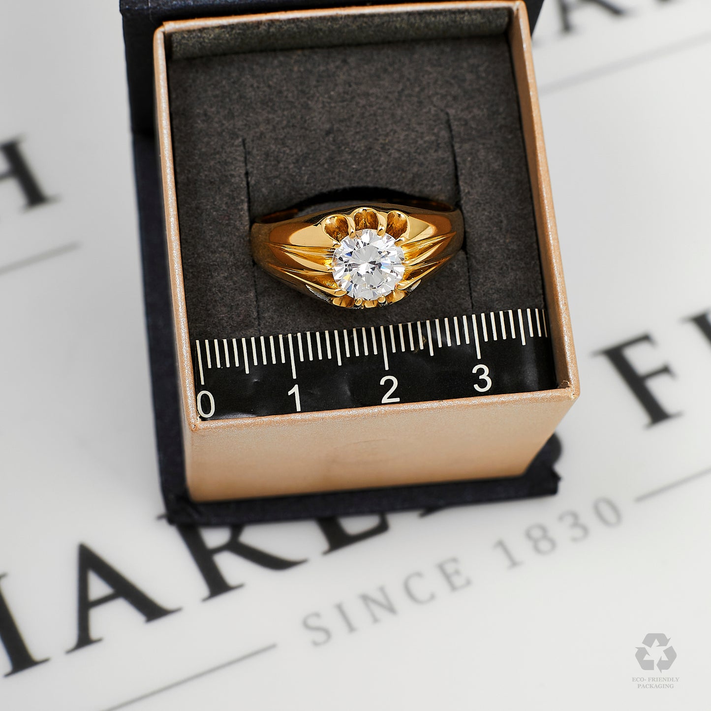 Pre-Owned 9ct Gold Mens CZ Gypsy Ring Size W
