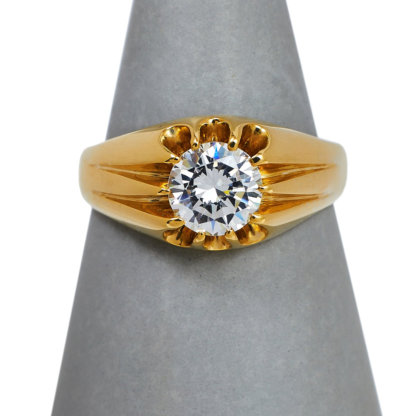 Pre-Owned 9ct Gold Mens CZ Gypsy Ring Size W