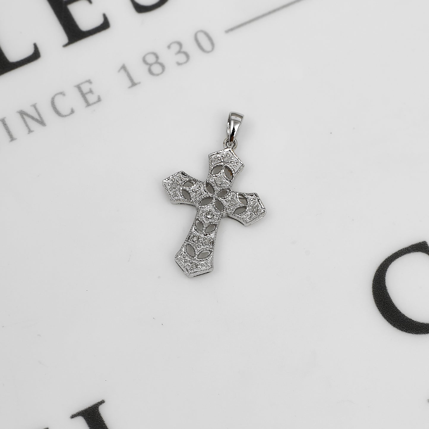 Pre-Owned 9ct White Gold & Diamond Cross Pendant