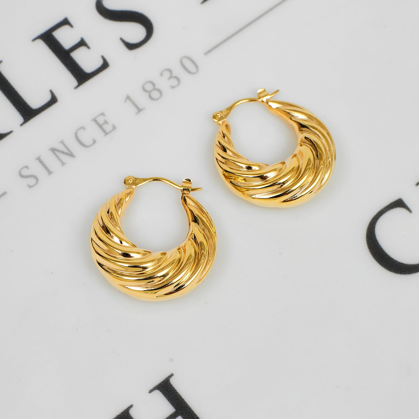 Pre-Owned 9ct Gold Twist Creole Hoop Earrings