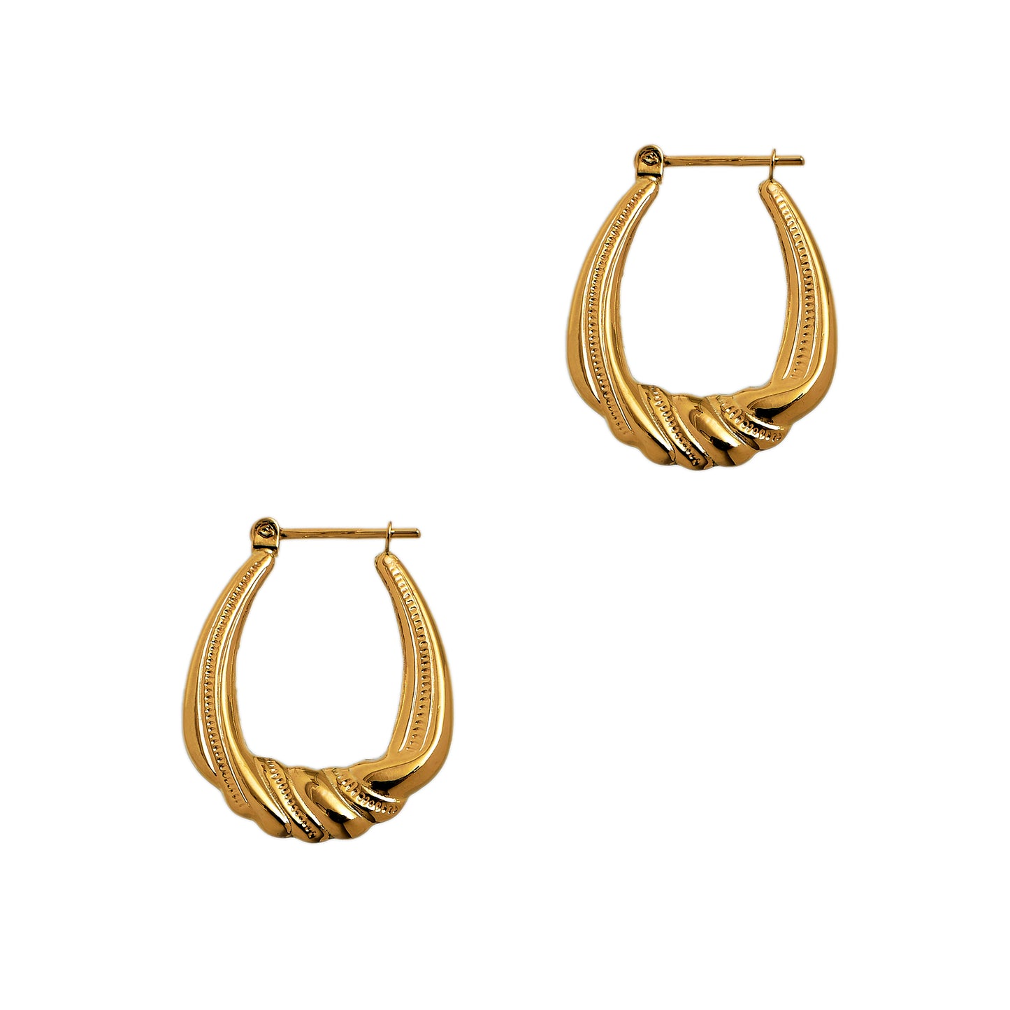 Pre-Owned 9ct Gold Twist Bottom Creole Hoop Earrings