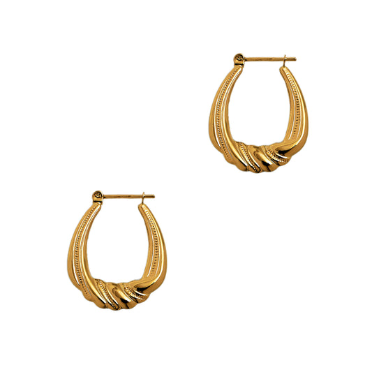 Pre-Owned 9ct Gold Twist Bottom Creole Hoop Earrings