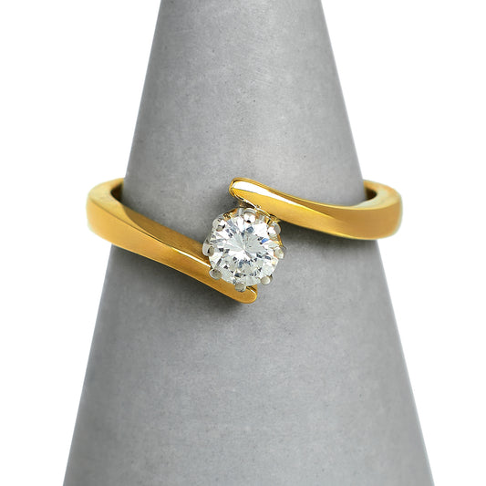 Pre-Owned 18ct Gold Diamond Crossover Ring Size M