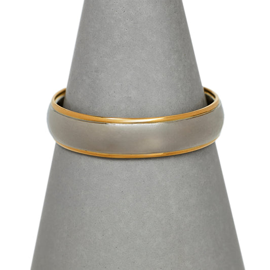 Platinum & 18ct Gold Mens Edged Wedding Band Ring Size V