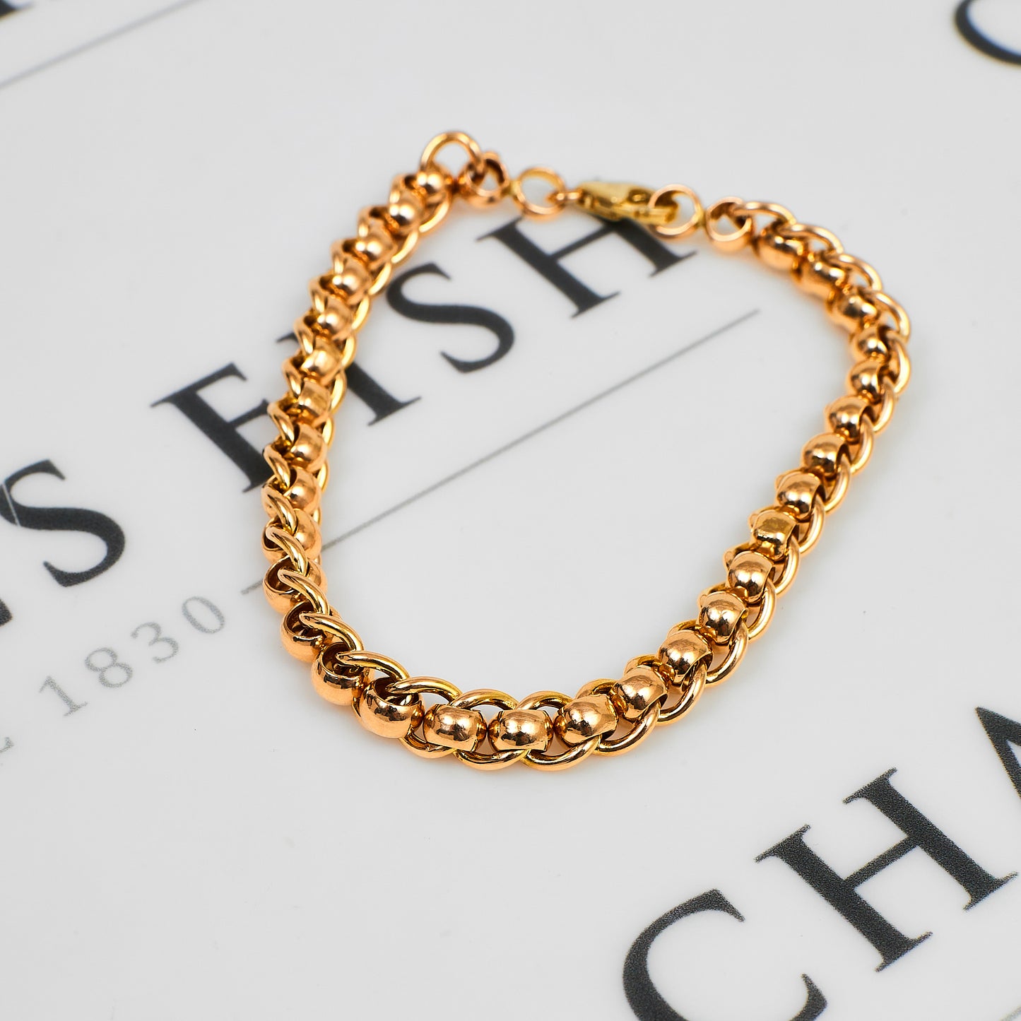 Pre-Owned 9ct Gold Curb Rollerball Bracelet 7.5 Inch