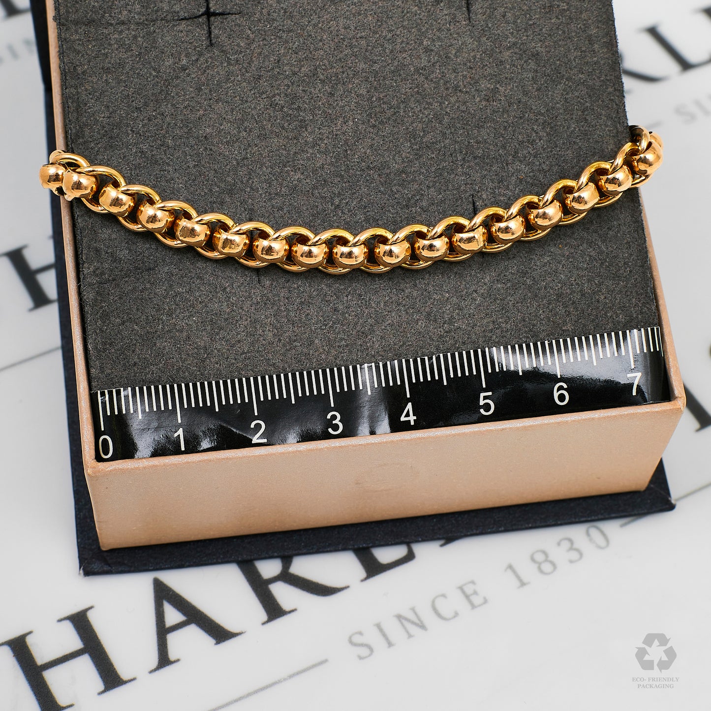 Pre-Owned 9ct Gold Curb Rollerball Bracelet 7.5 Inch