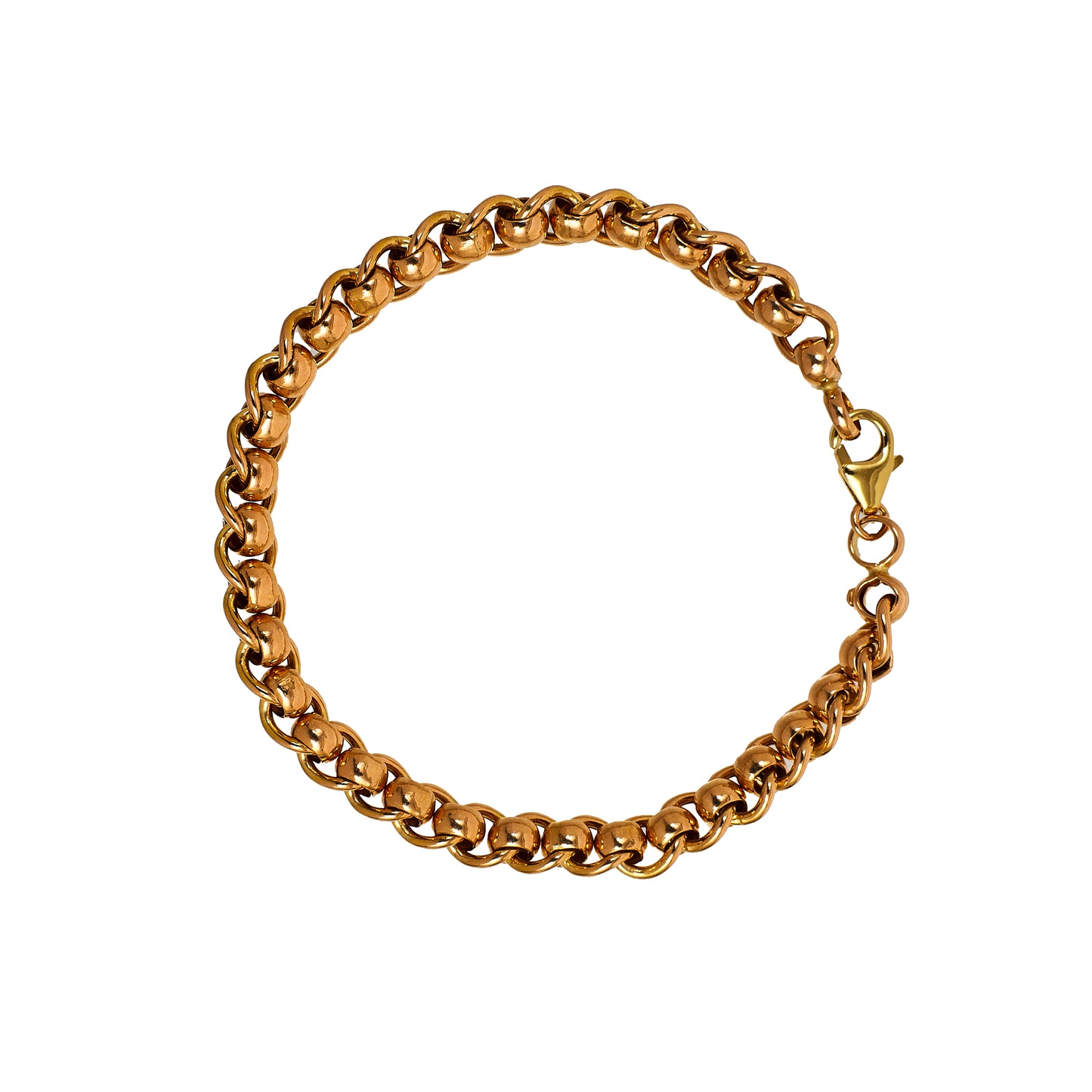 Pre-Owned 9ct Gold Curb Rollerball Bracelet 7.5 Inch