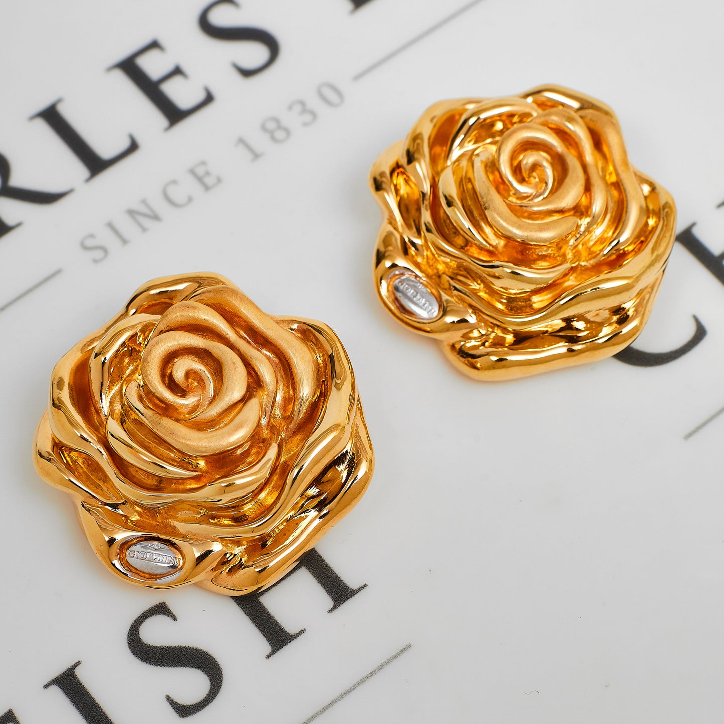 Pre-Owned 18ct Gold Oversized Rose Stud Earrings