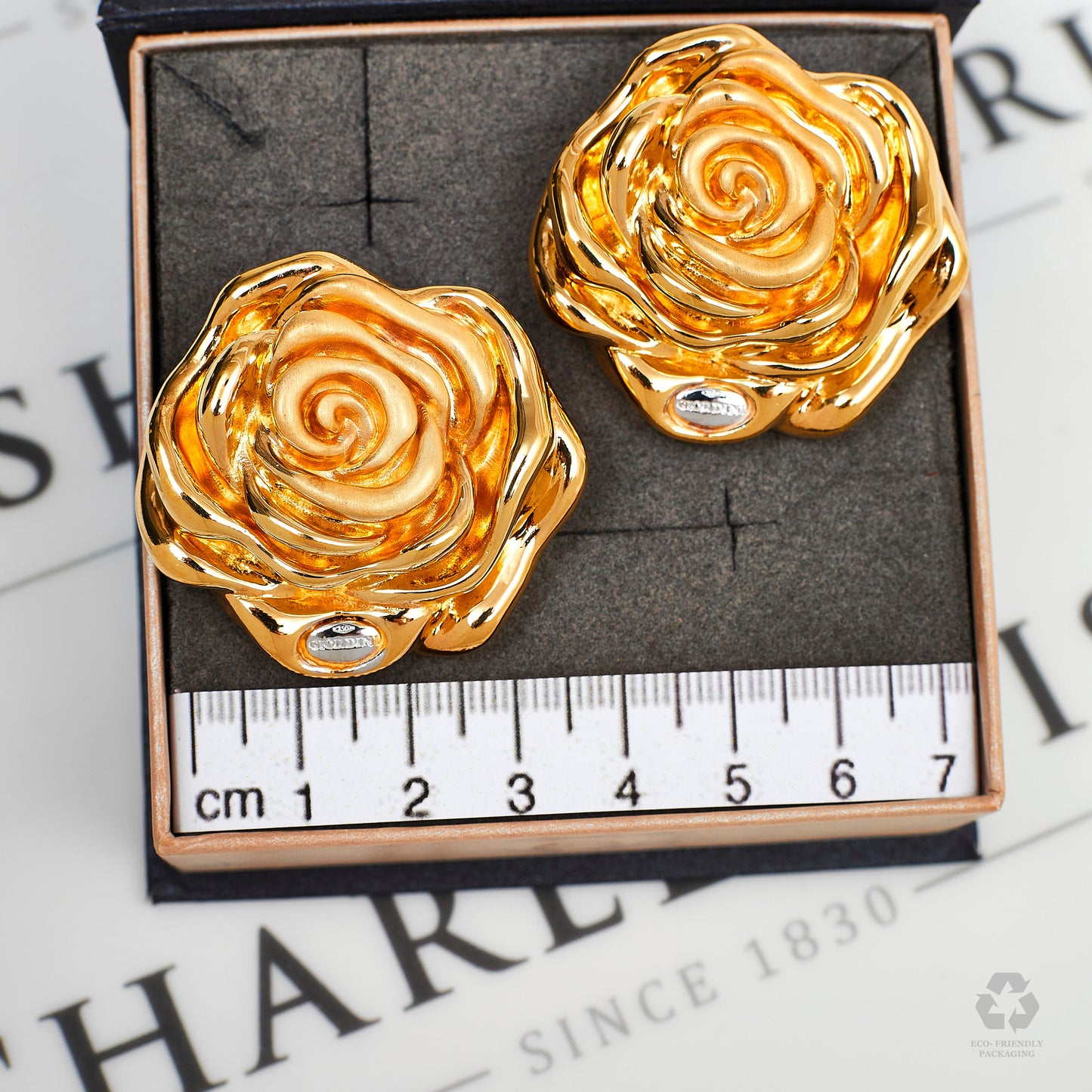 Pre-Owned 18ct Gold Oversized Rose Stud Earrings