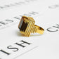 Pre-Owned 14ct Gold Statement Square Tigers Eye Ring Size N