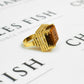 Pre-Owned 14ct Gold Statement Square Tigers Eye Ring Size N