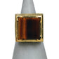 Pre-Owned 14ct Gold Statement Square Tigers Eye Ring Size N