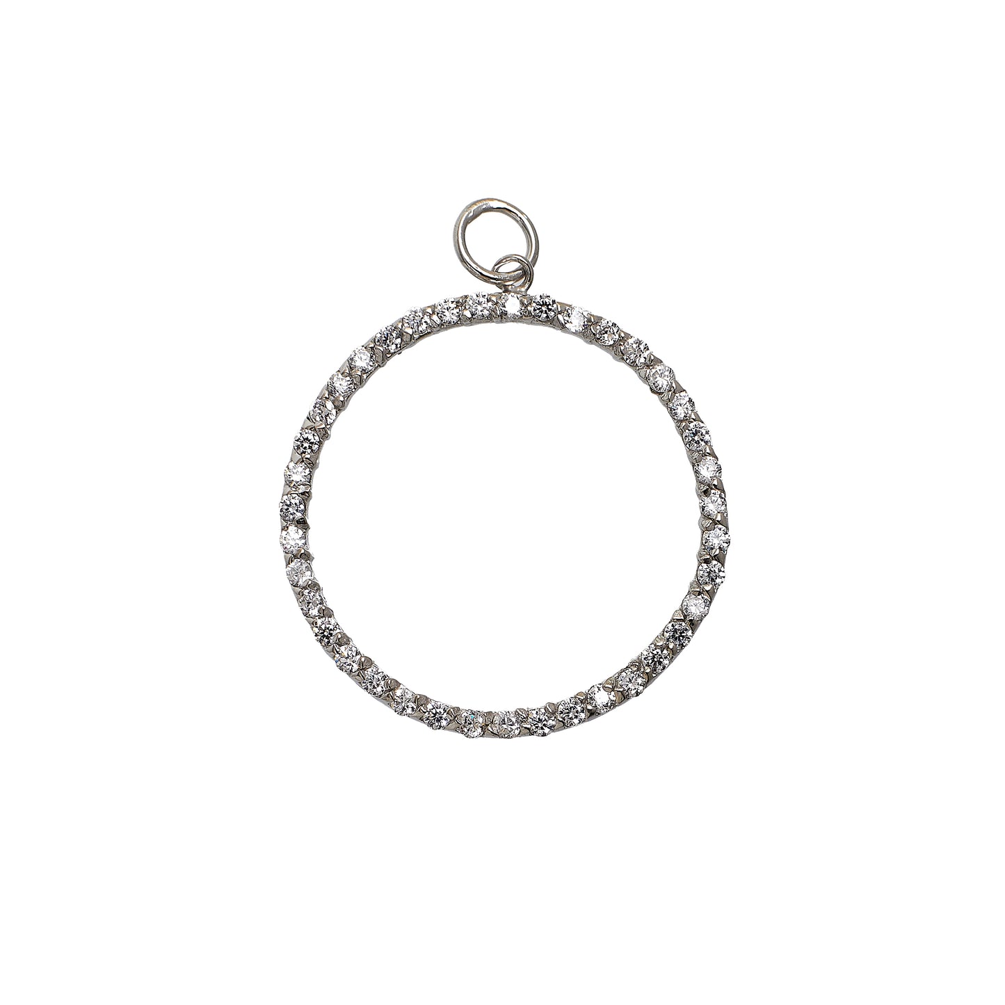 Pre-Owned 14ct White Gold CZ Openwork Circle Pendant