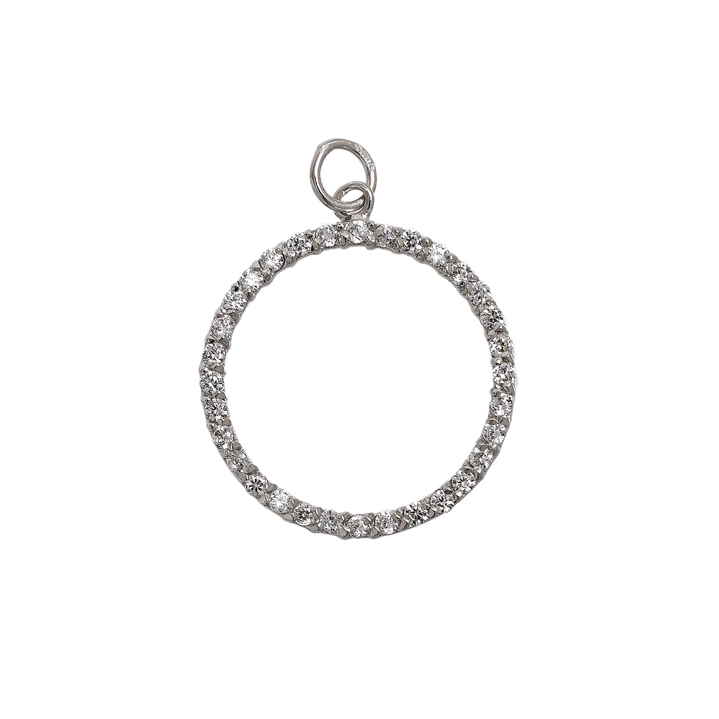 Pre-Owned 14ct White Gold CZ Openwork Circle Pendant