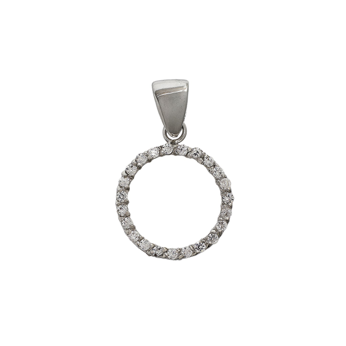 Pre-Owned 14ct White Gold Petite CZ Openwork Circle Pendant