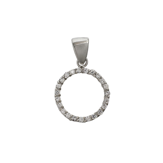 Pre-Owned 14ct White Gold Petite CZ Openwork Circle Pendant