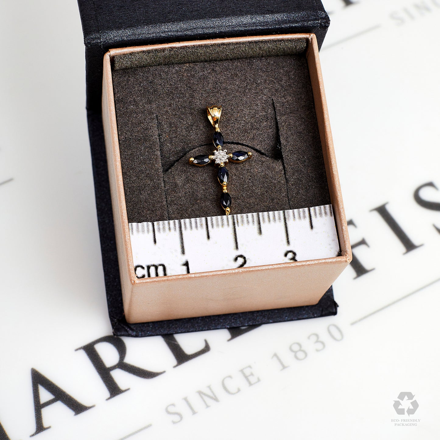 Pre-Owned 9ct Gold Sapphire & Diamond Set Cross Pendant