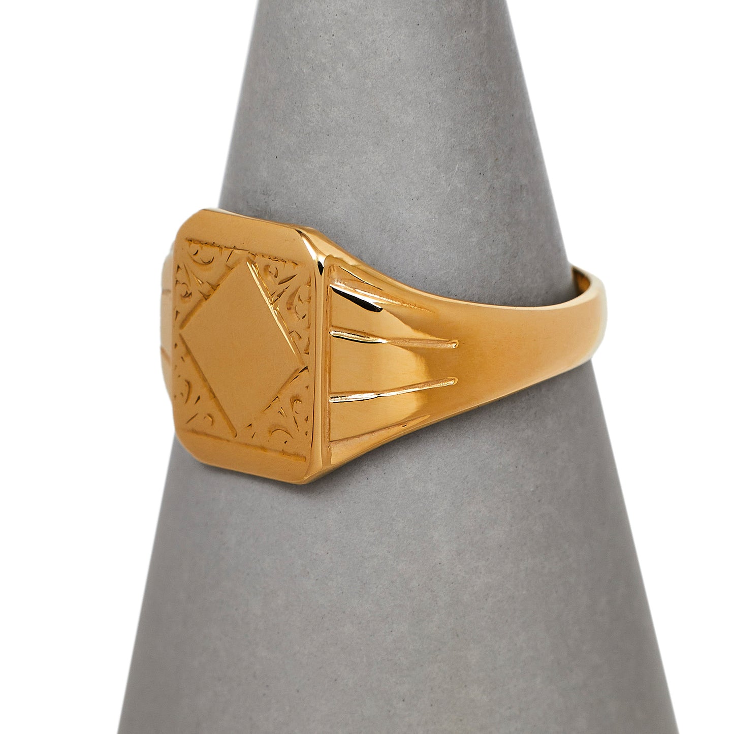 Pre-Owned 9ct Gold Mens Rhombus Design Signet Ring Size W