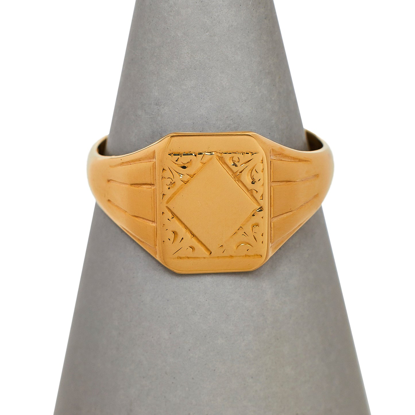 Pre-Owned 9ct Gold Mens Rhombus Design Signet Ring Size W