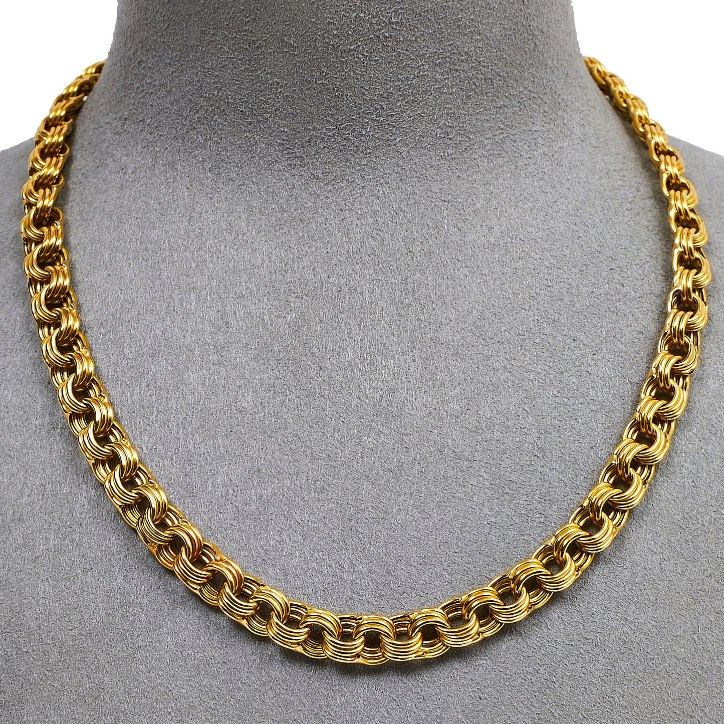 Pre-Owned 18ct Gold Triple Round Link Necklace 16 Inch